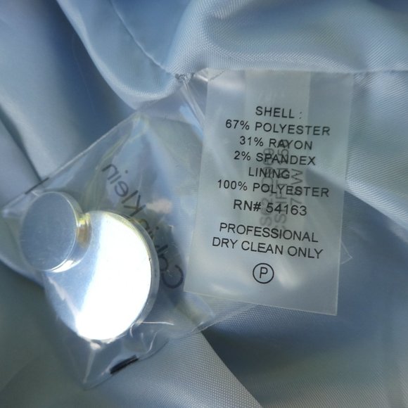 NEW Calvin Klein Light Blue Blazer Silver Single Button Princess Cut Semi Fit 6 - Picture 8 of 9